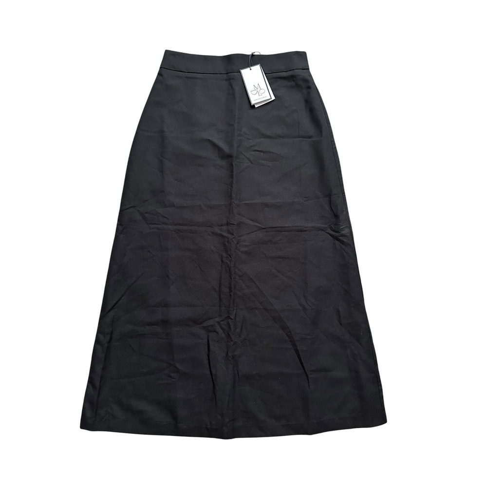 Minimalist Maria de la Orden Costa Black Cotton Linen A-Line Skirt 36 NEW
